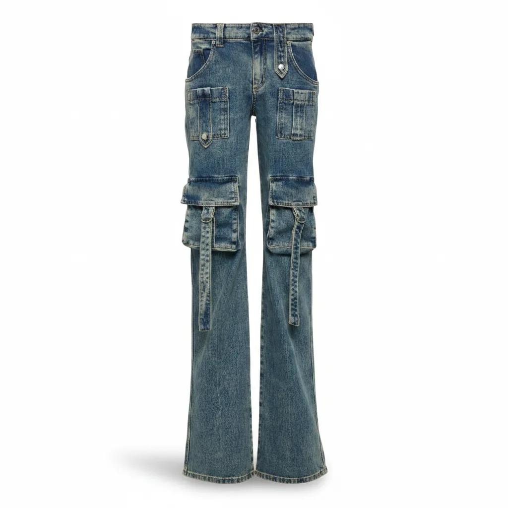 Low-rise Denim Cargo Pant