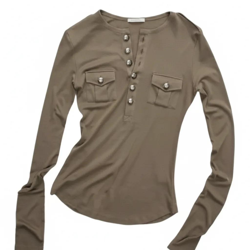 Henley Neck Knit Top