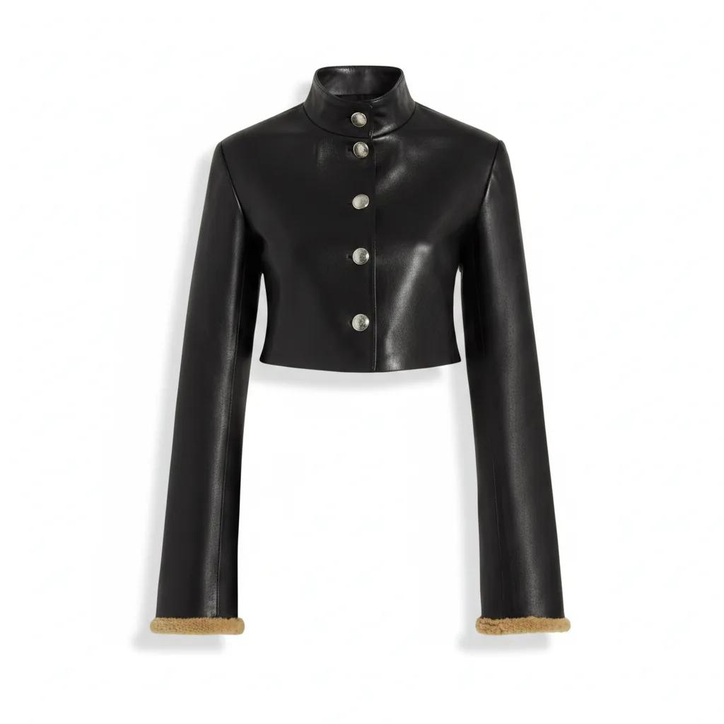 Cropped leather jacket