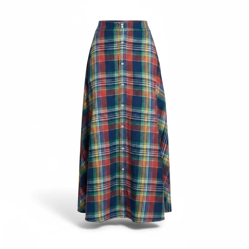 Plaid Linen Maxiskirt