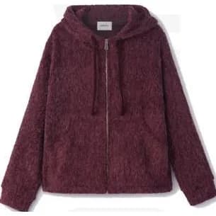 pesto String Hood Zip-Up Cardigan_Wine