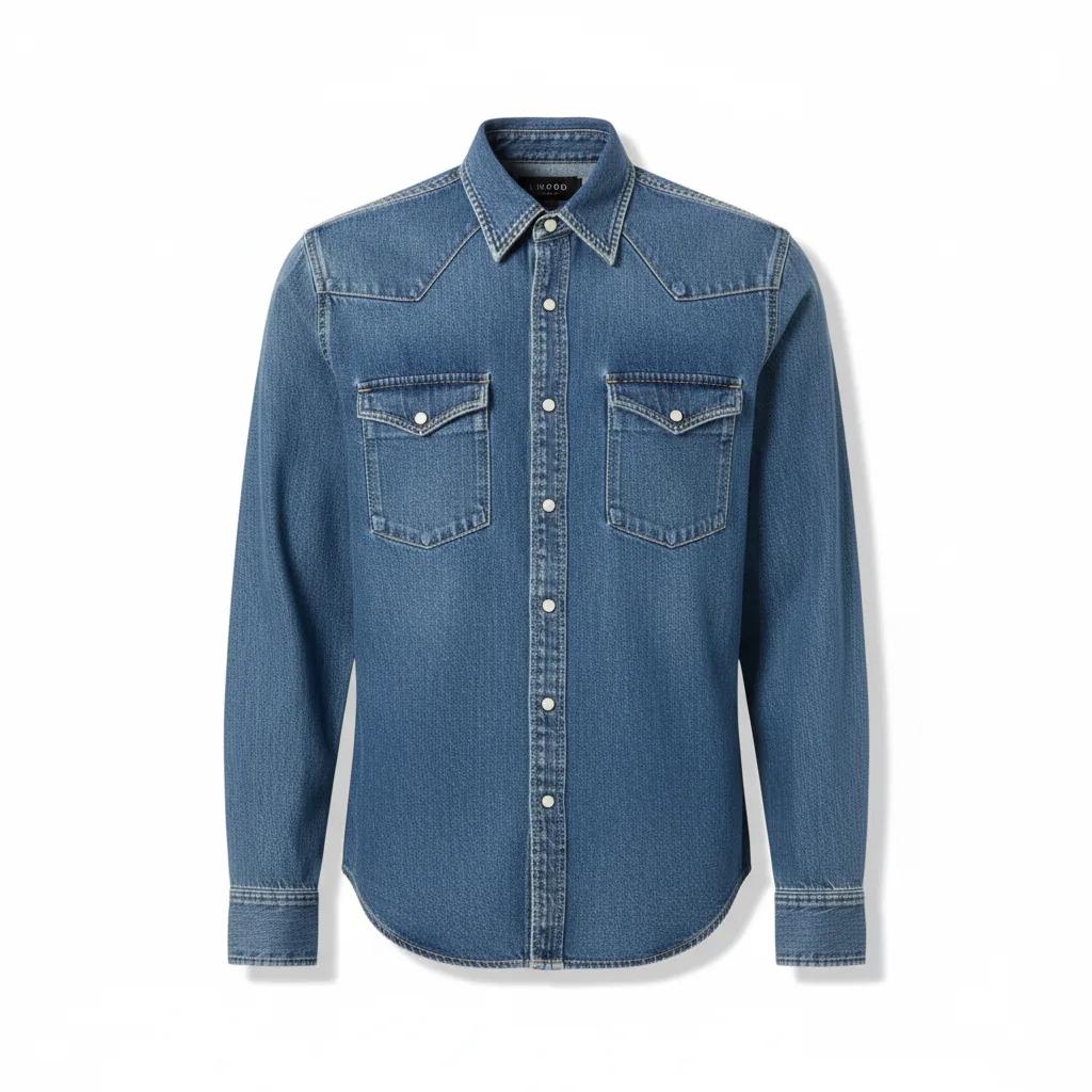 Terry washed Denim Shirt Middle Blue