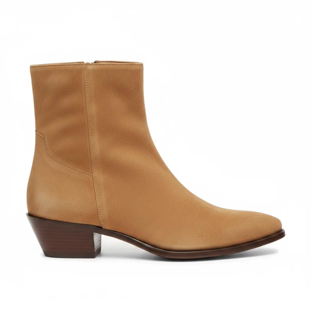 Zipped Western Boots In Suede Calfskin