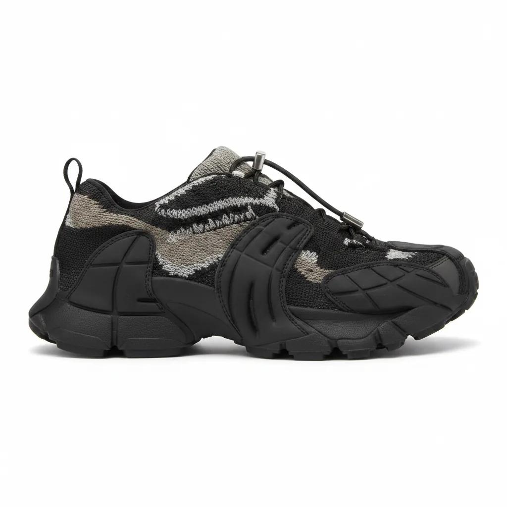 Tormenta Black-Gray Textile Sneakers