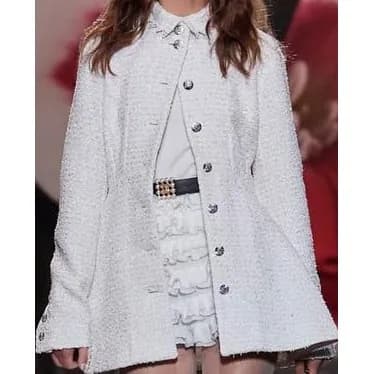 Chanel White Cropped Tweed Jacket