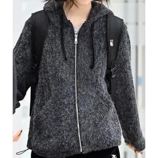 pesto String Hooded Zip-Up Cardigan_Darkmoon