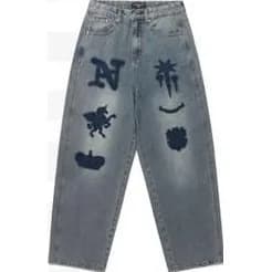 NewJeans Big Wide Washed Emblem Jeans