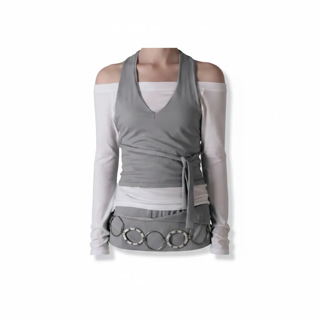 Glitter V-neck Sleeveless Halter Top