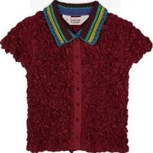 Brain Dead Crochet Collared Kass Shirt _ Plum