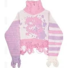 Dragon Pattern High-Neck Knitted Jacket