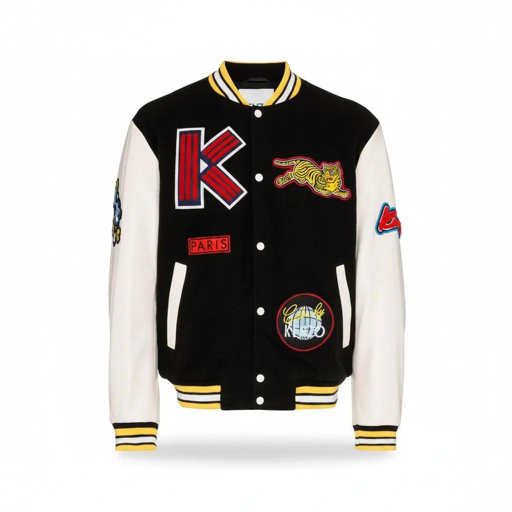 Logo Dragon Embroidered Varsity Jacket