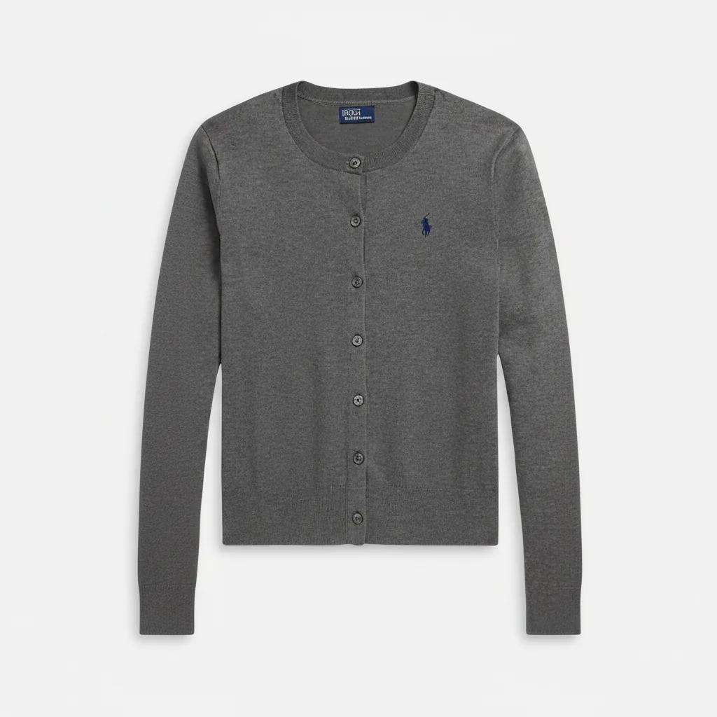 Stretch Cotton-Blend Crewneck Cardigan