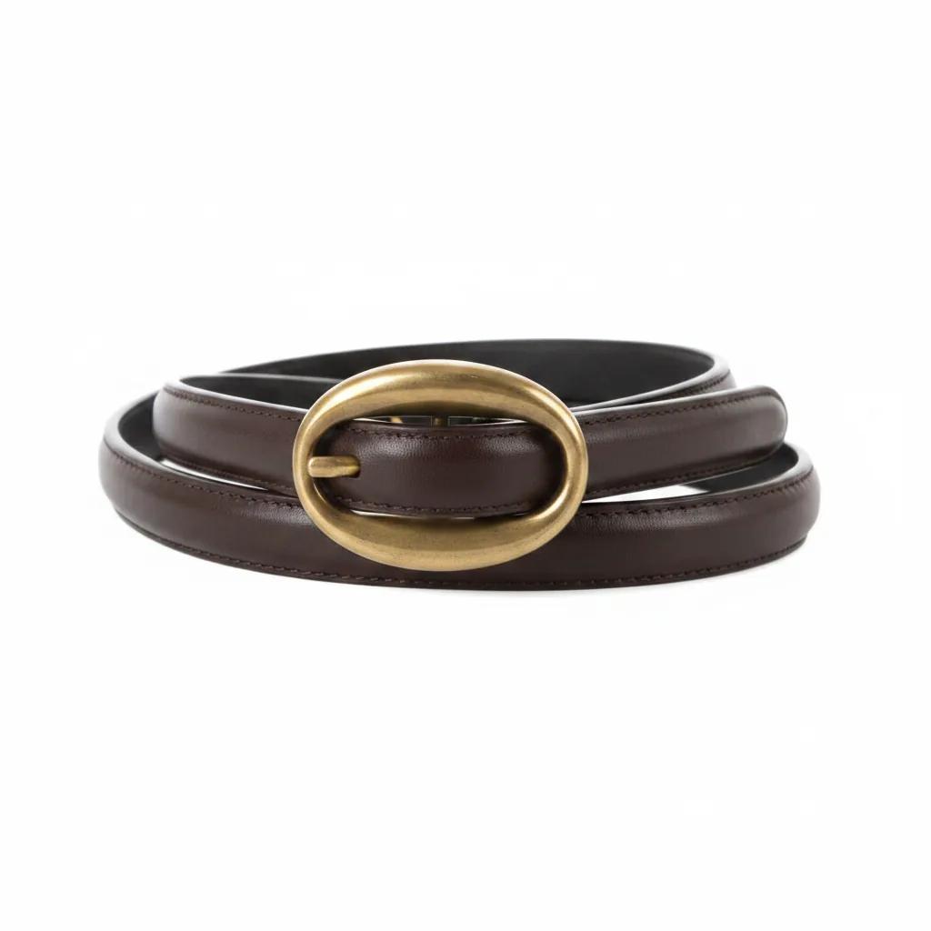 Oval Skinny Leather Belt