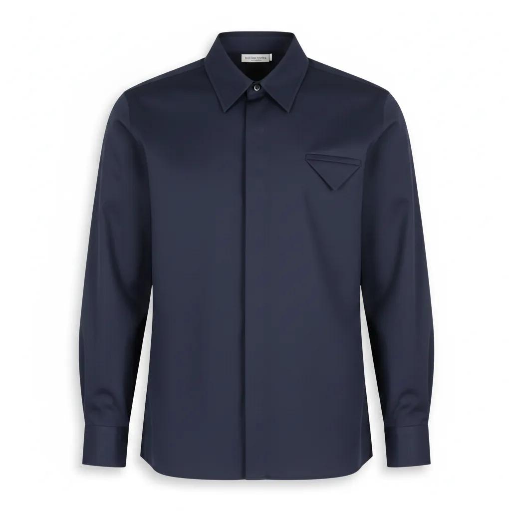 Silk and Cotton Twill Shirt in Abyss