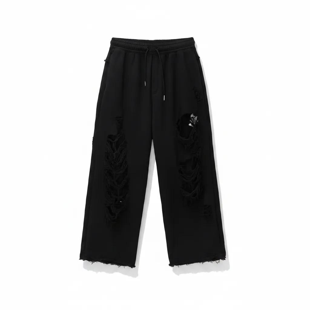 Scratch Damage Wide Sweat Pants