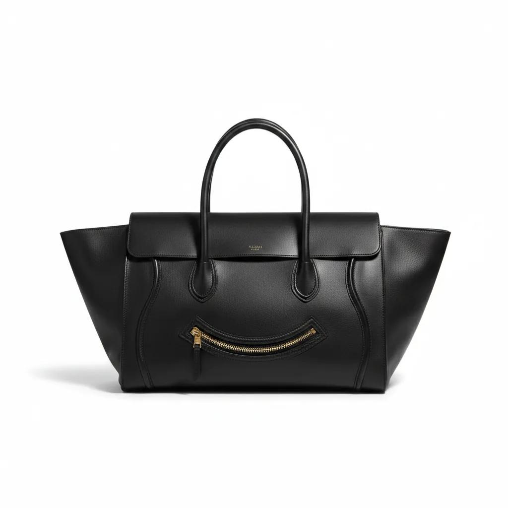 Large Smiling New Luggage In Supple Shiny Lambskin