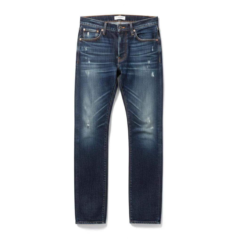 No.4 Dark Blue Washed Slim Cut Jeans