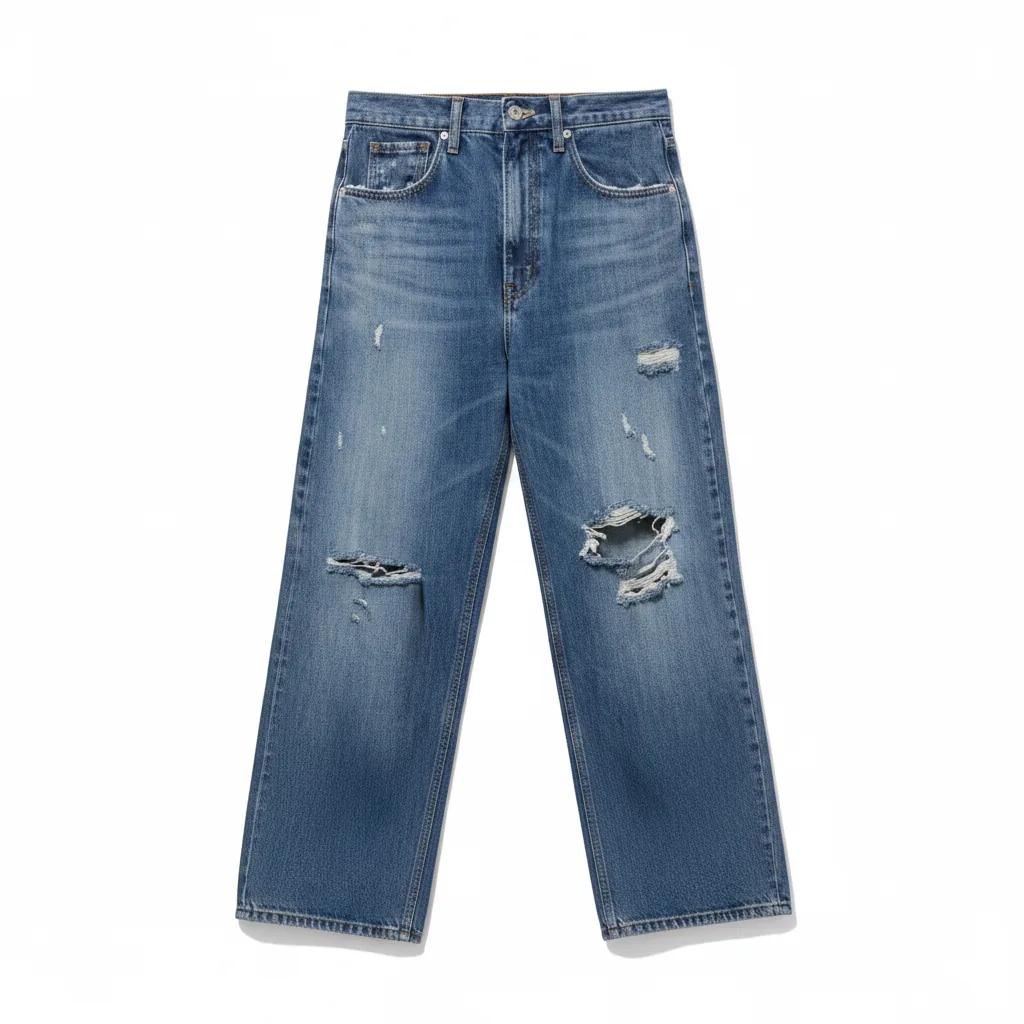 Destroyed Denim Pants Color Blue