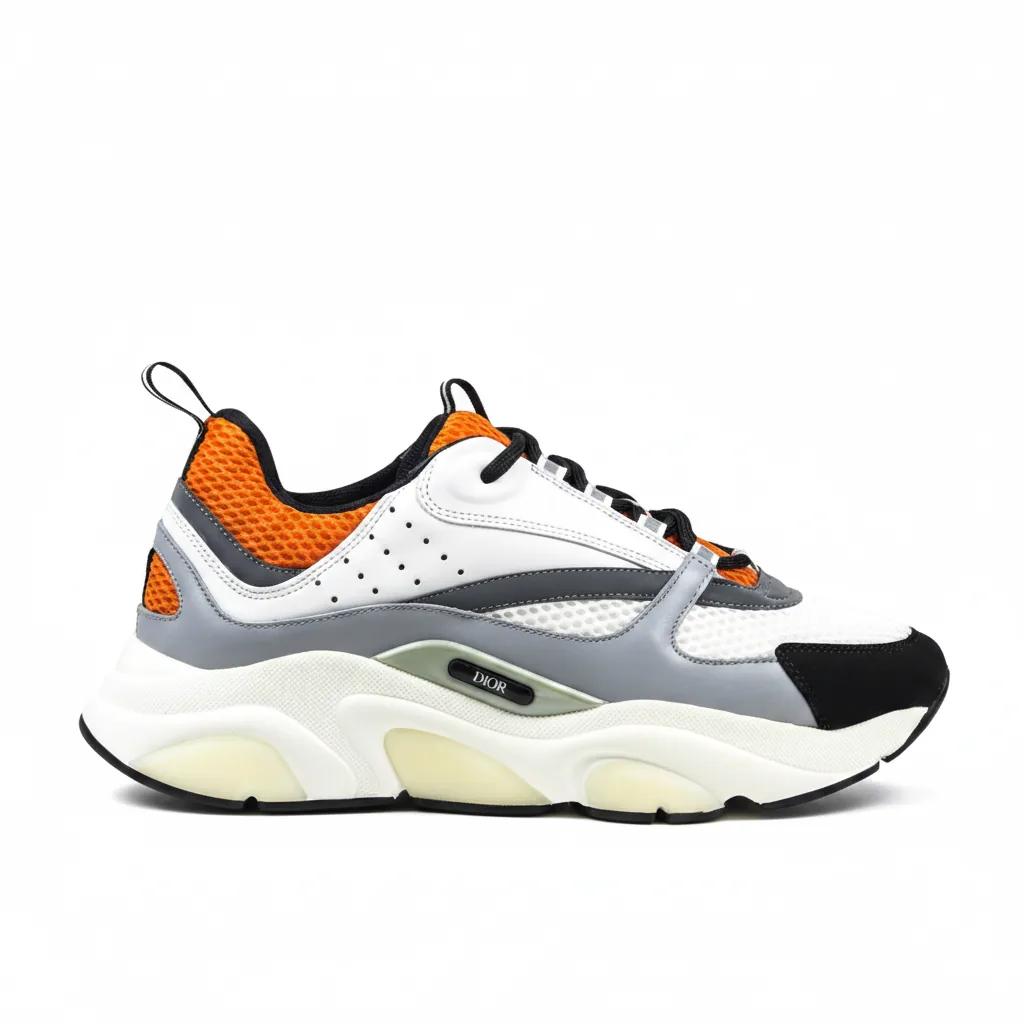 B22 White Orange Black Sneakers