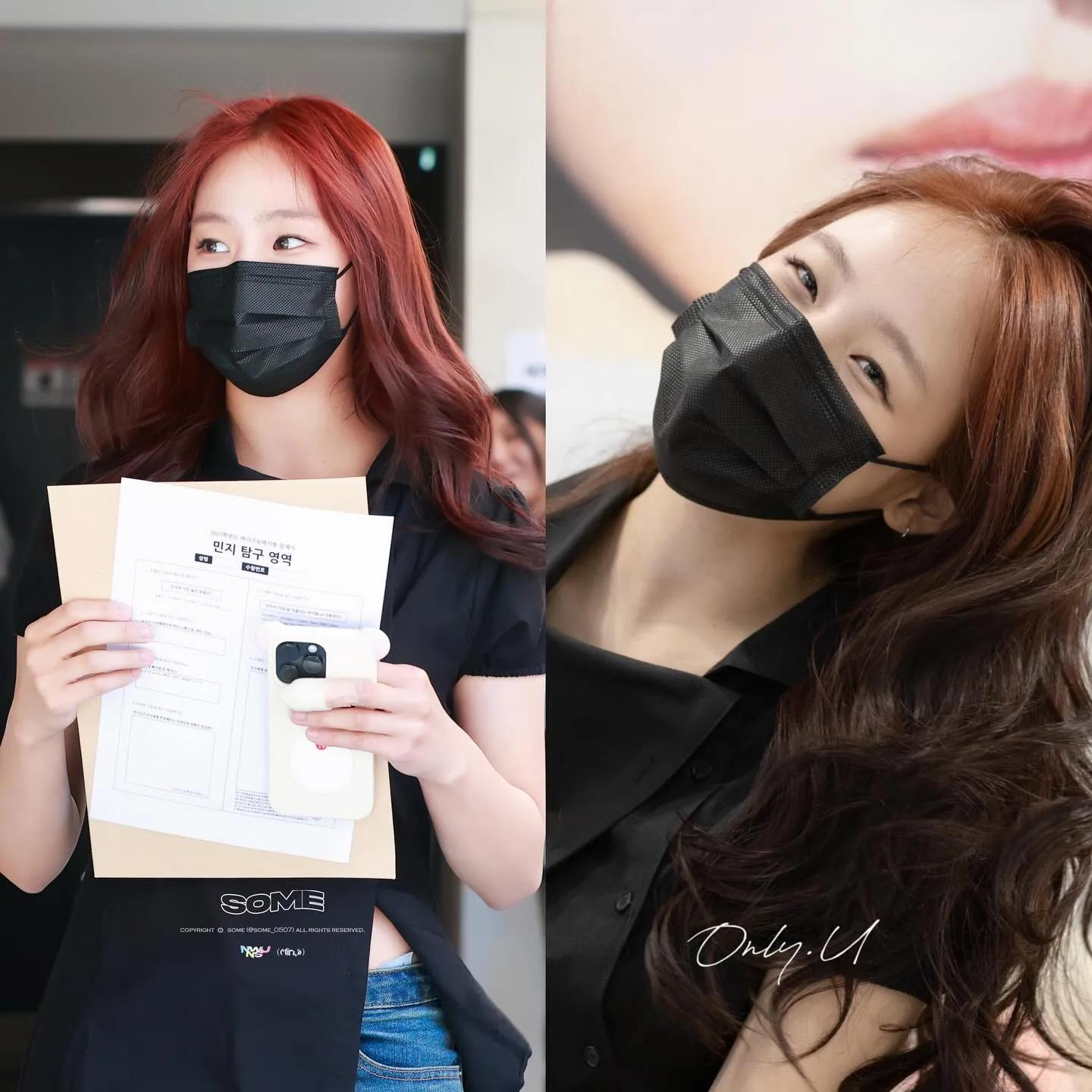 Red Velvet Irene holding product catalog