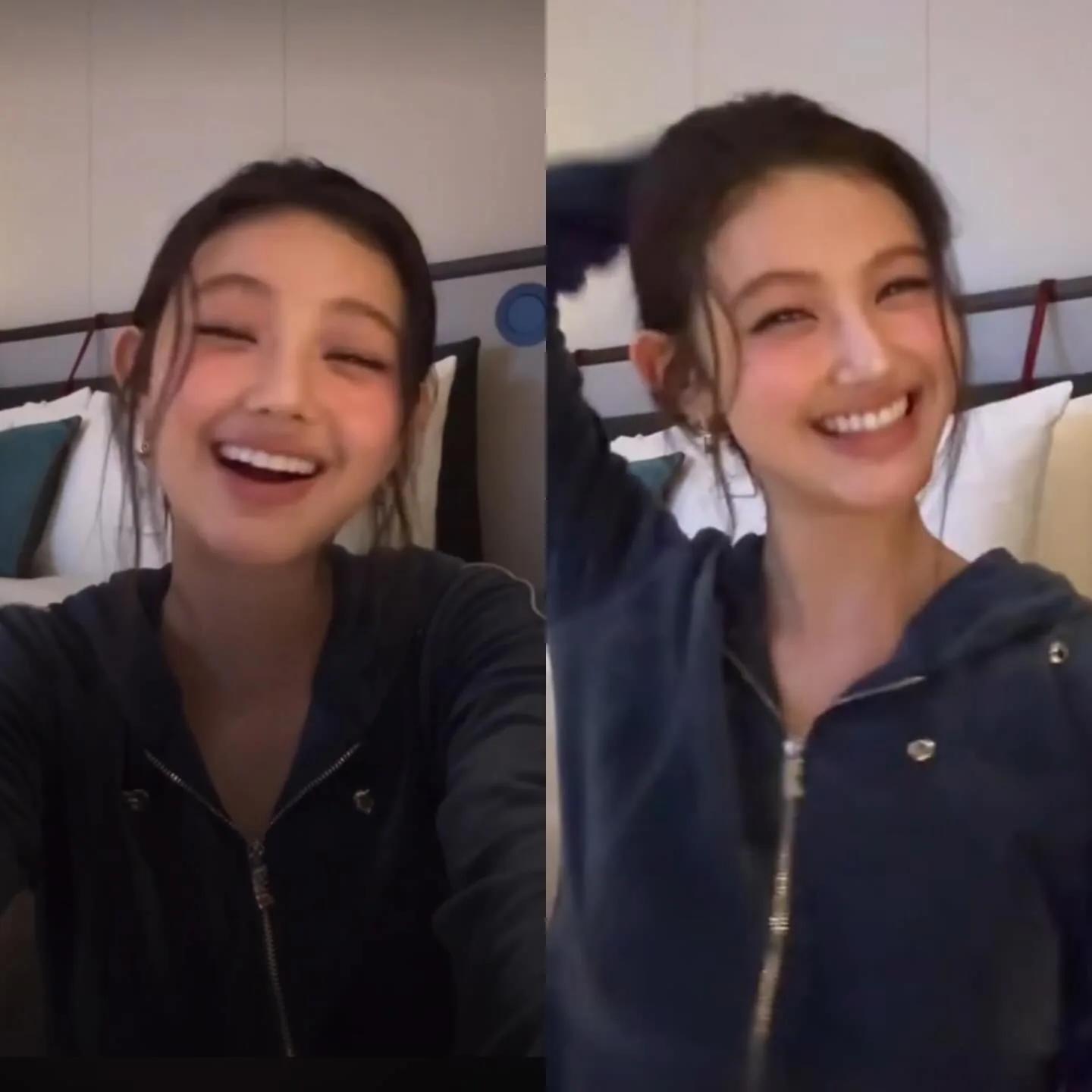 Lisa casual look in dark hoodie