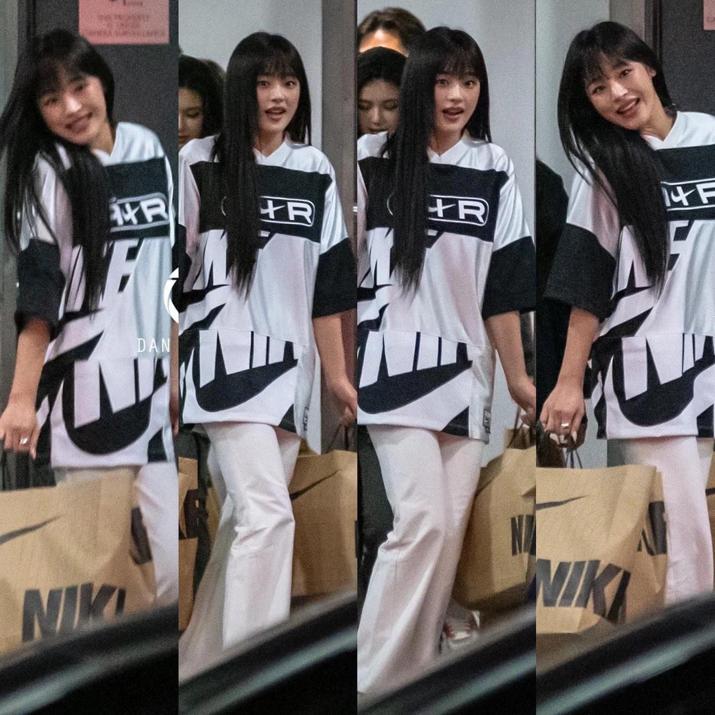 Lisa airport look in monochrome streetwear