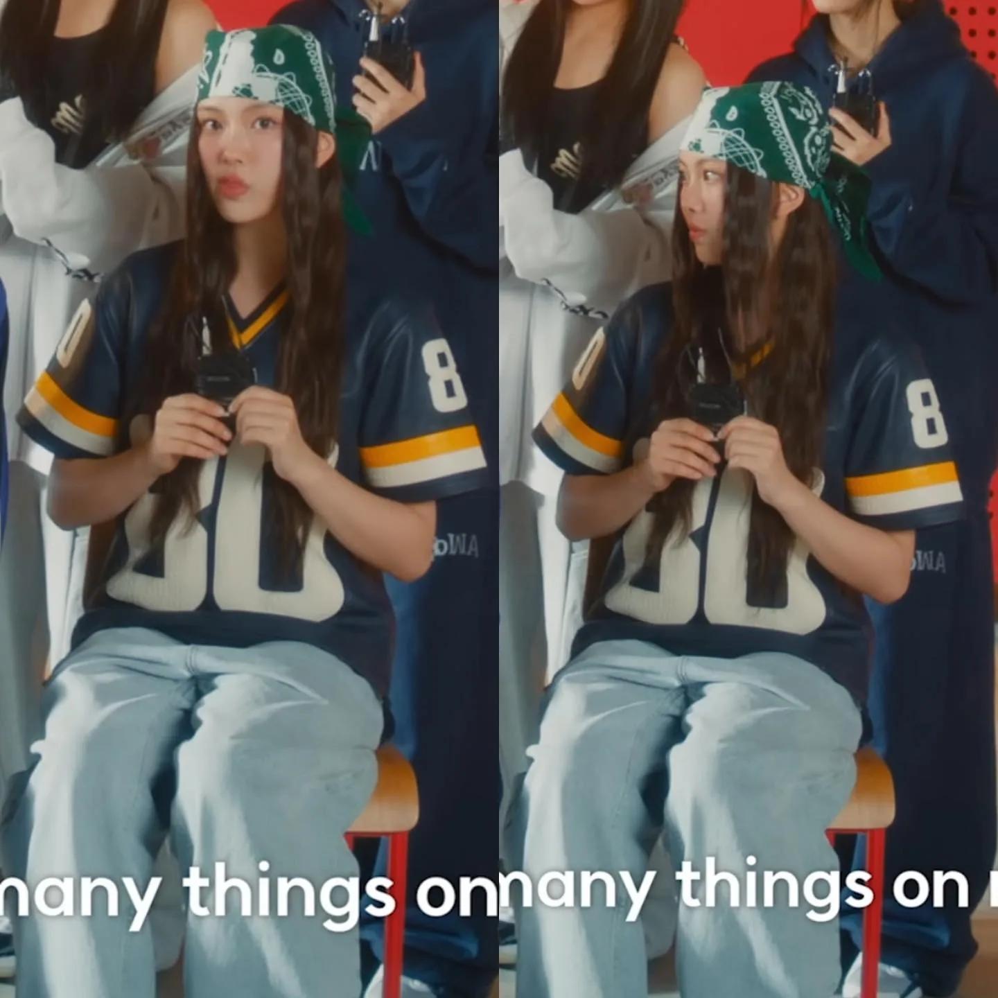 Nayeon in sporty varsity style