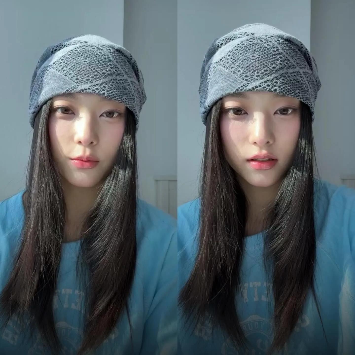 Lisa in monochrome knit beanie streetwear