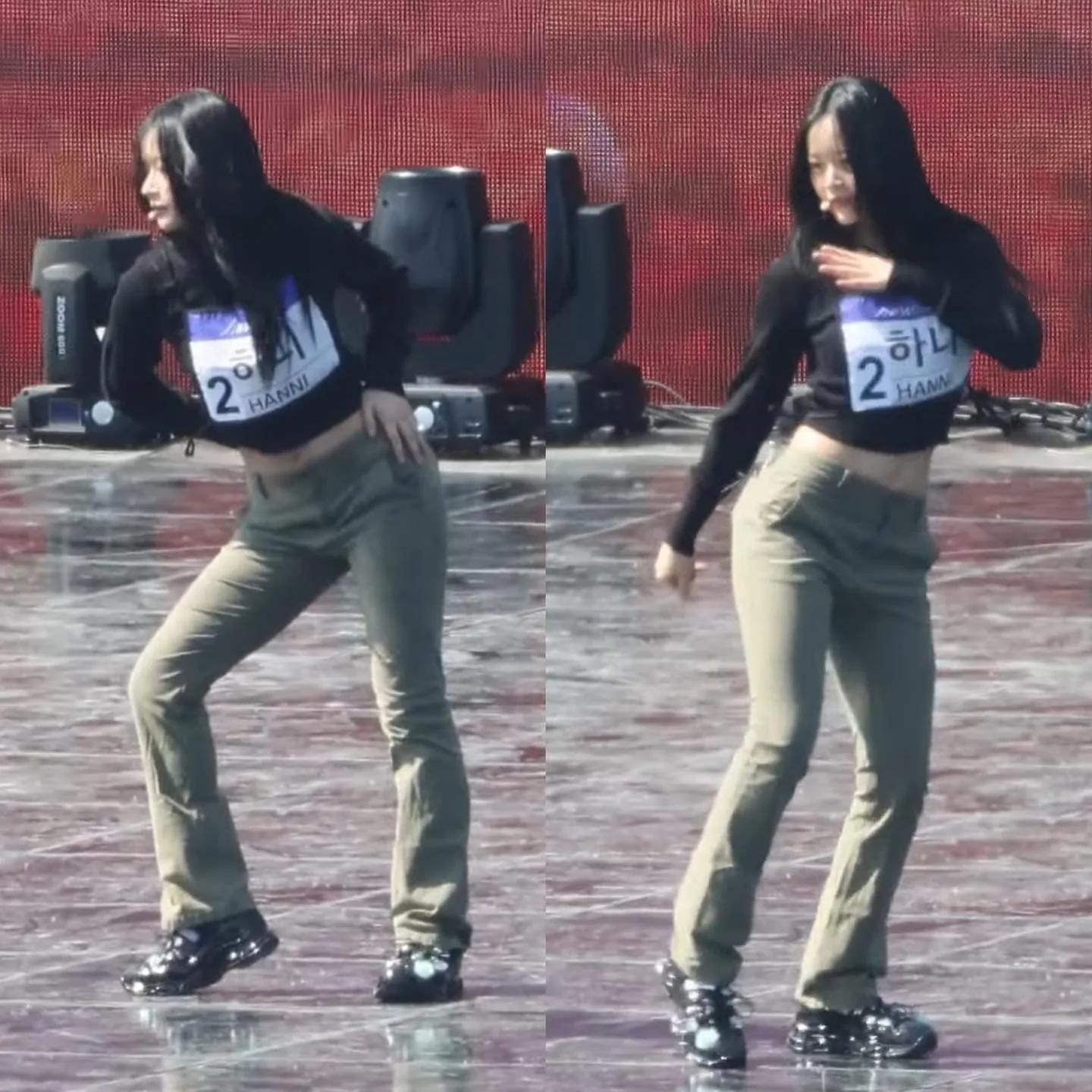 Hanni in casual stage outfit