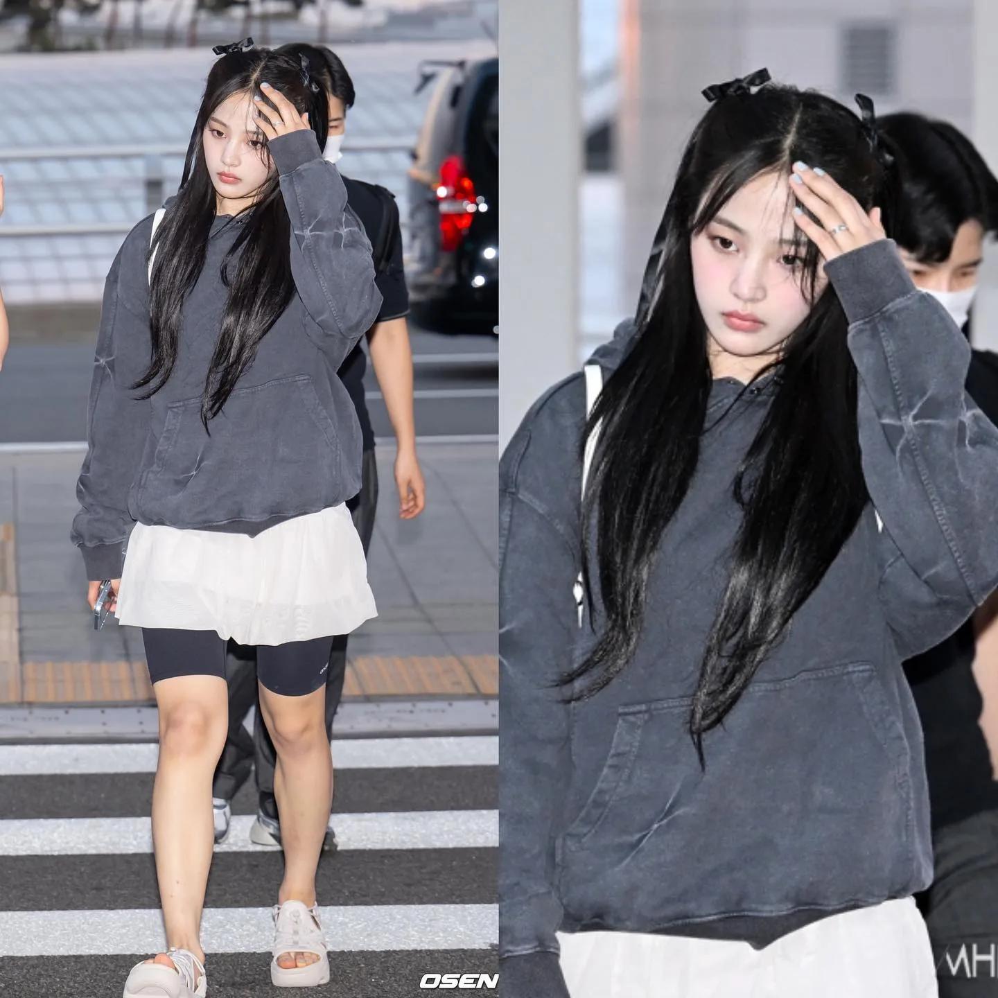 Lisa airport look in oversized hoodie