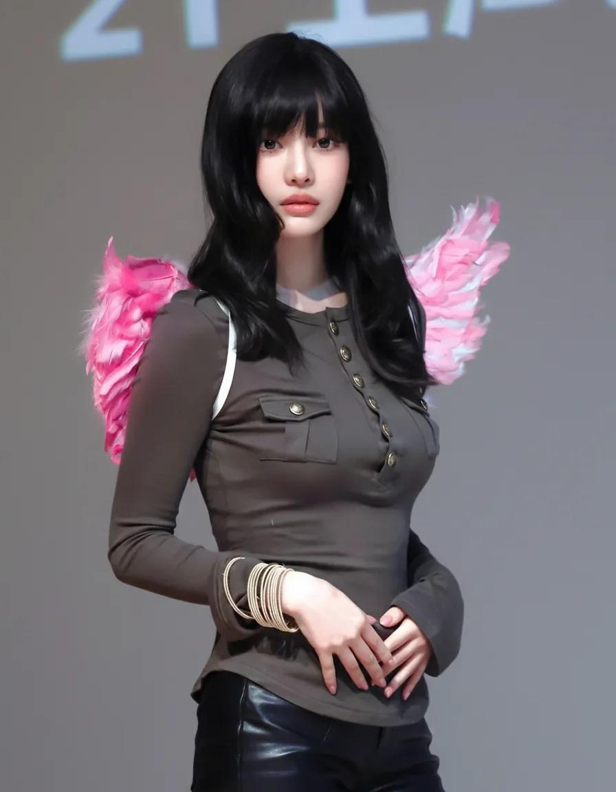 Ningning fan meeting look in olive henley top