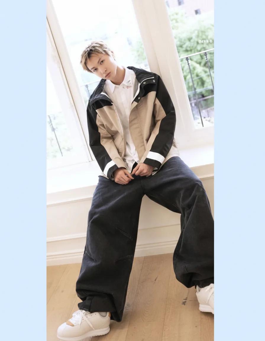 Martin's casual streetwear look with windbreaker