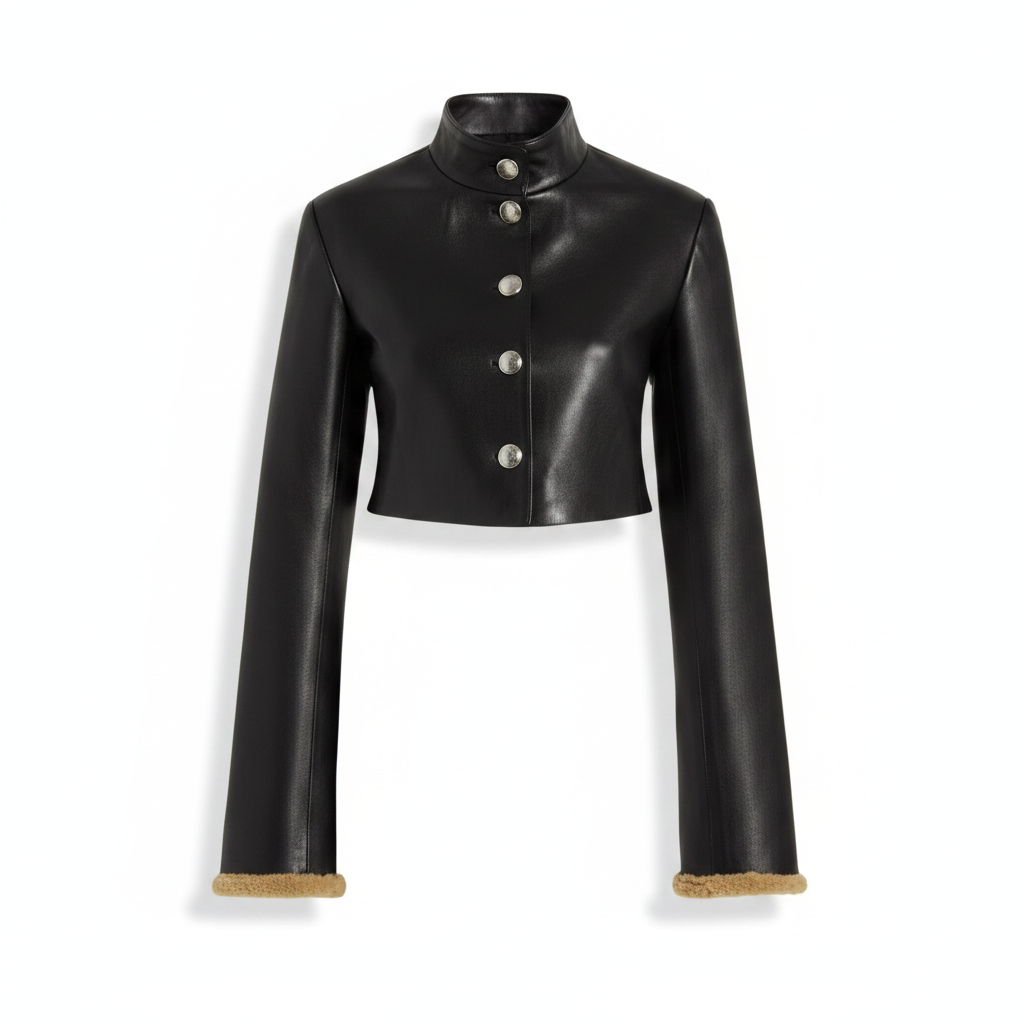 Cropped leather jacket