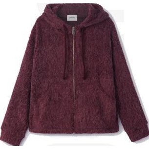 pesto String Hood Zip-Up Cardigan_Wine