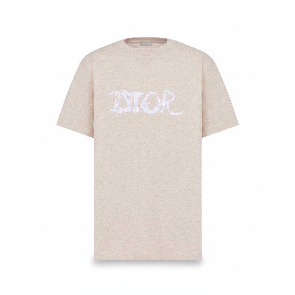 Oversized Beige Cotton Jersey T-Shirt