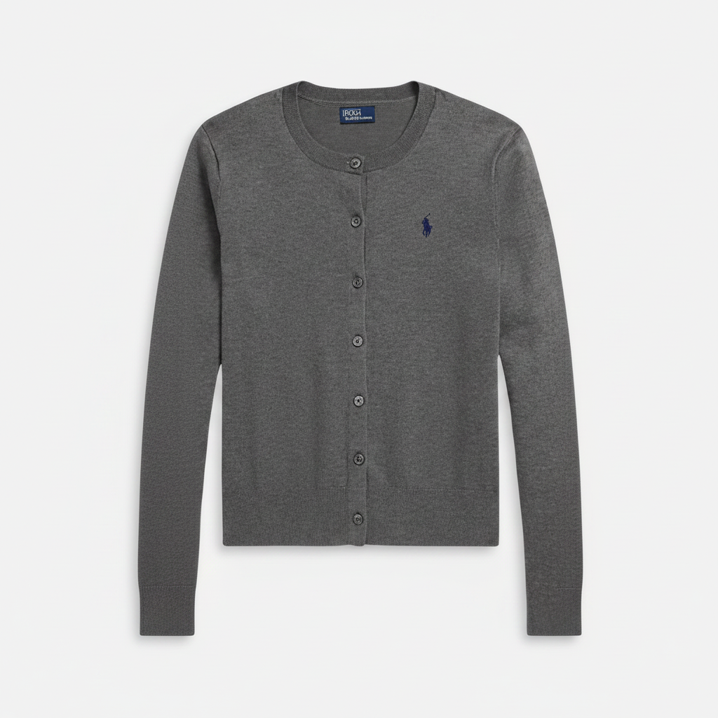 Stretch Cotton-Blend Crewneck Cardigan