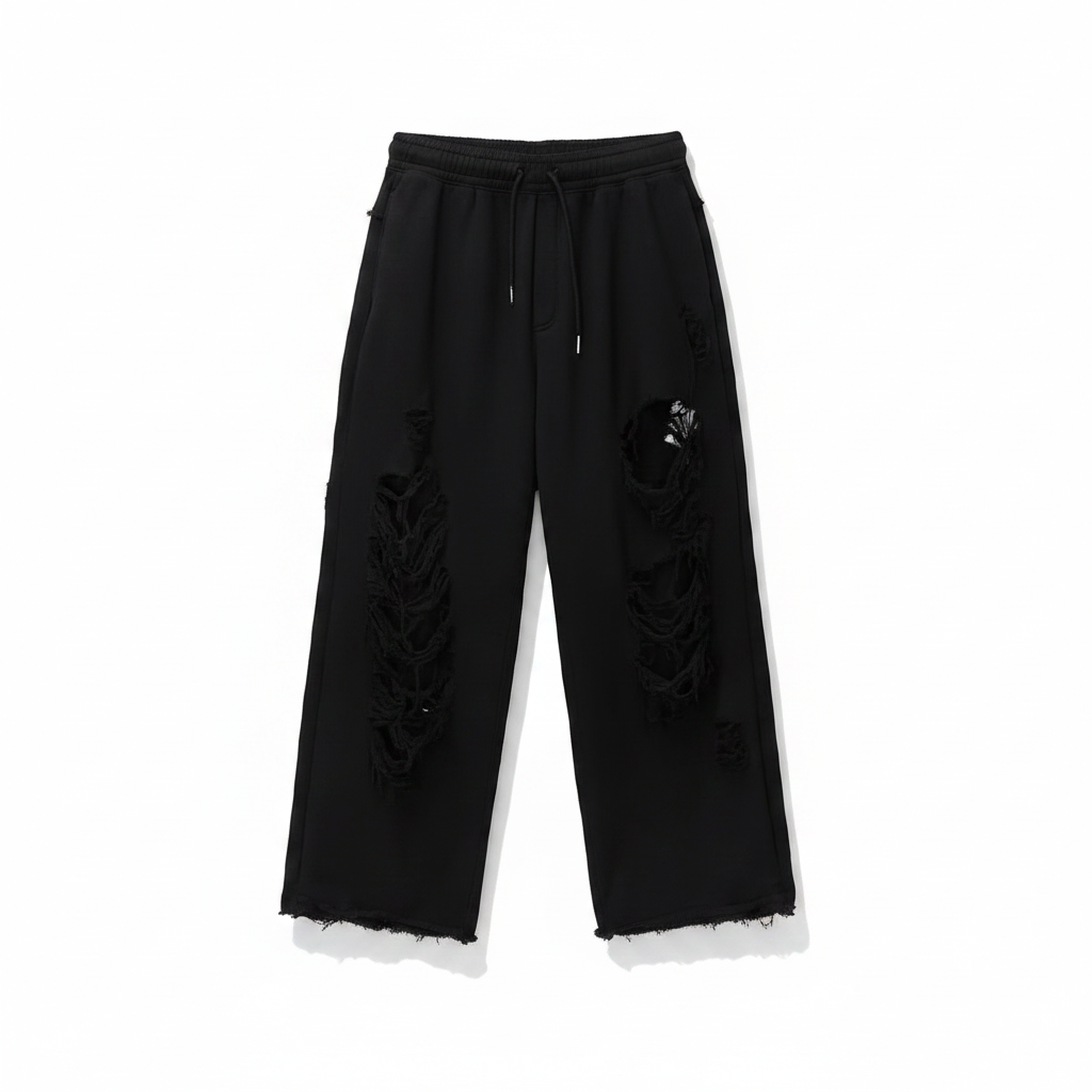 Scratch Damage Wide Sweat Pants