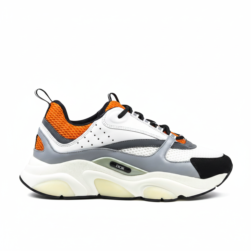 B22 White Orange Black Sneakers