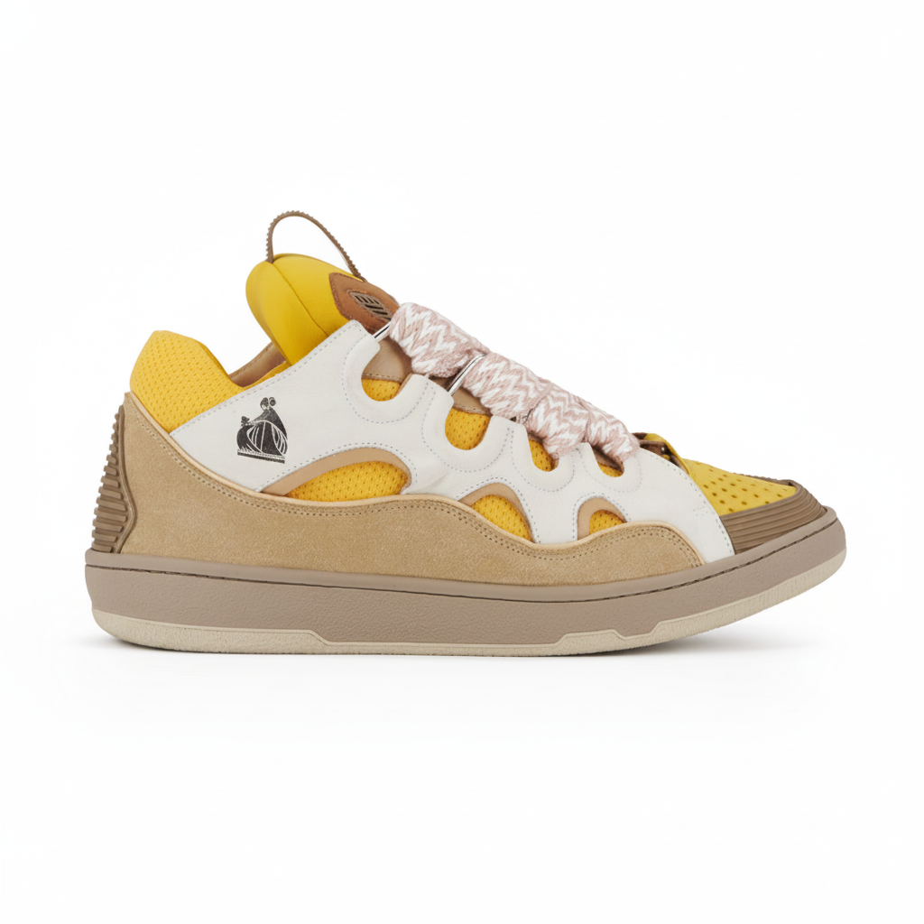 Leather Curb Beige Sneakers